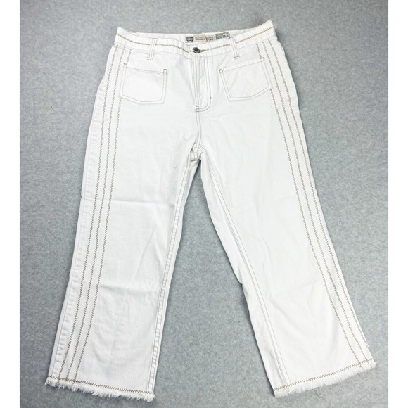 Faded Glory Pants - $$SOLD:SE-WHSLE#2 053025$$ Size 6 Off White Cropped Raw Hem Straight 100% Cotton